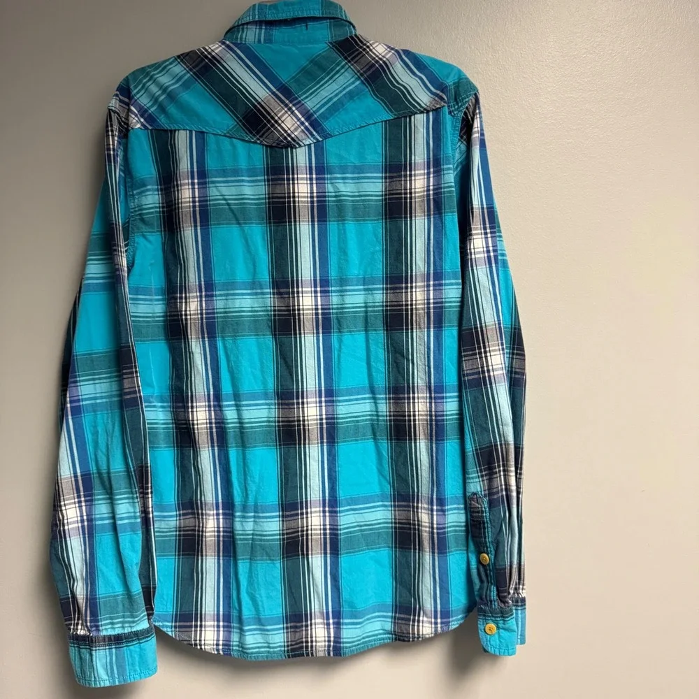 Carbon2Cobalt Button Up Shirt Mens XL Plaid Slim Fit Long Sleeve Pearl Snaps - Picture 11 of 15